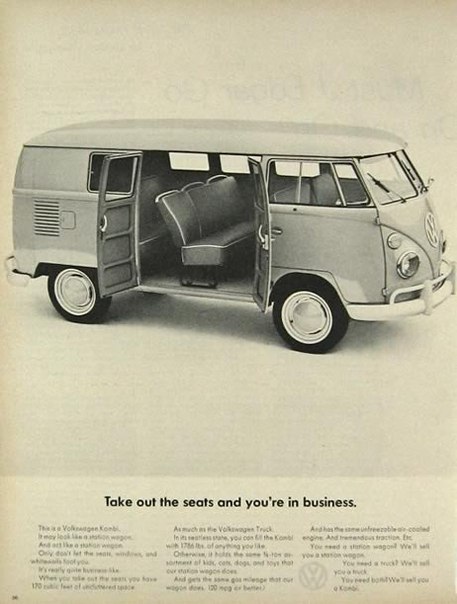 Винтажная реклама хиппи-автобуса Volkswagen
