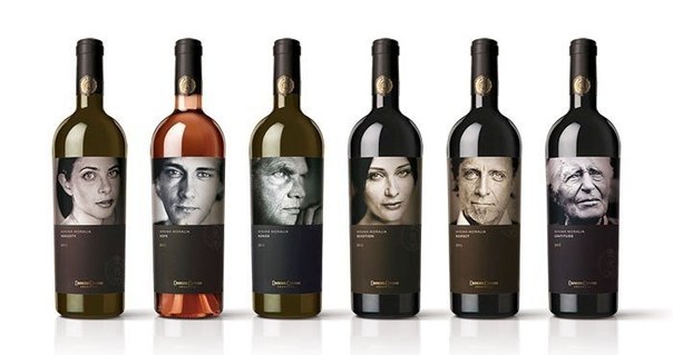 Дизайн винных бутылок: честь, уважение, преданность, надежда, благодарность и честность.