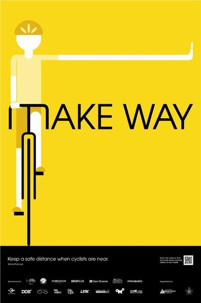 Минималистичные принты социальной рекламы Сингапура в поддержку велосипедистов