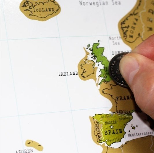 Карта, на которой можно стирать монеткой места, где вы уже побывали