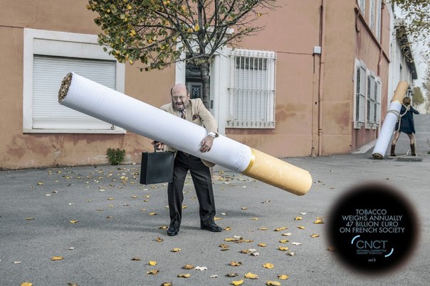 Социальная реклама: "Сигареты стоят французскому обществу 47 миллиардов евро"