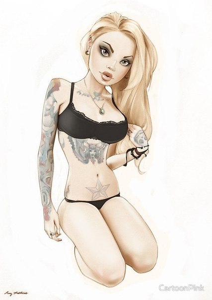 Татуированные девушки в иллюстрациях Amy Matthews