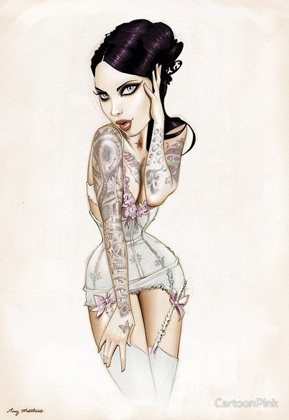 Татуированные девушки в иллюстрациях Amy Matthews