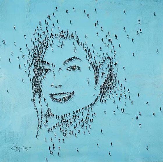 Портреты знаменитых артистов, созданные из сотен людей - арт проект Крэйга Алана