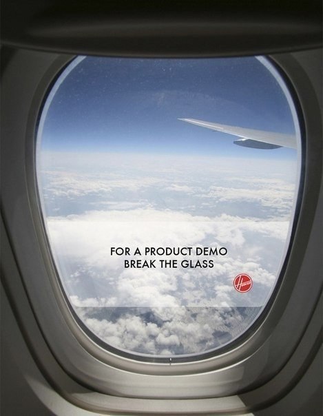 Реклама пылесосов: "Для демонстрации продукта разбейте стекло"