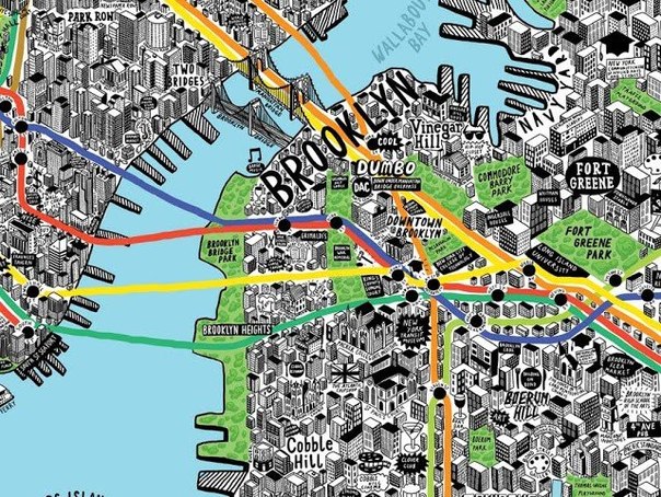 Замечательные карты Нью Йорка и Лондона, нарисованные вручную - арт проект художницы Jenny Sparks