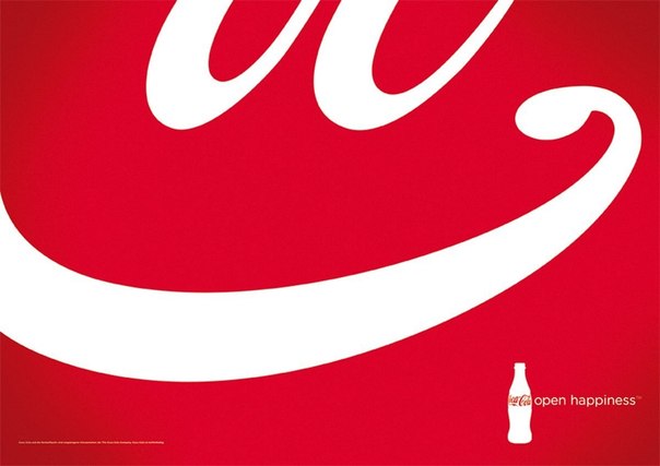 Минималистичная реклама Coca - Cola: "Открой счастье"