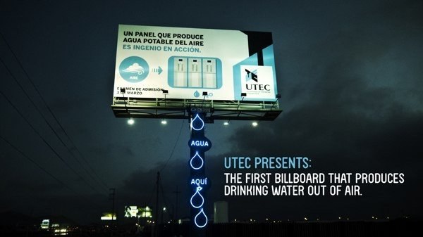 Первый в мире билборд, который делает воду из воздуха