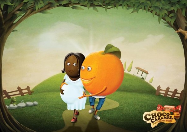 Необычная реклама сладостей Choco Caramel: "Дитя фрукта и шоколада"