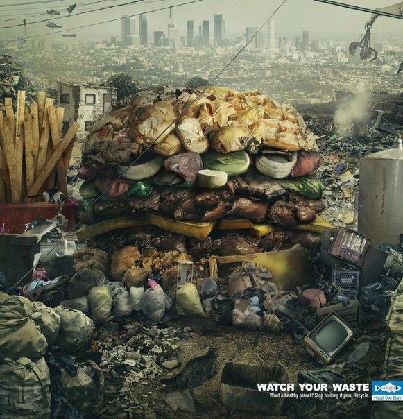Социальная реклама: "Не кормите планету мусором. Перерабатывайте его"