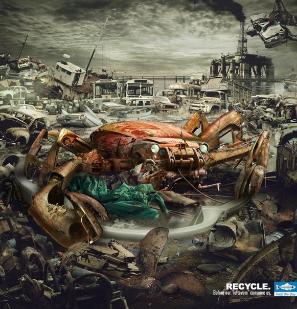 Социальная реклама: "Не кормите планету мусором. Перерабатывайте его"