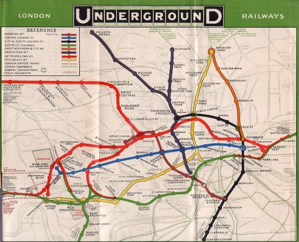 Схемы лондонского метро разных лет