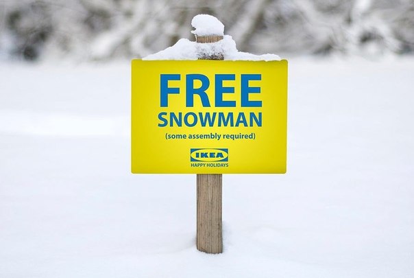 Реклама бренда IKEA: "Бесплатный снеговик. Нуждается в сборке"
