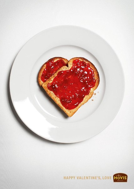 Рекламный принт хлеба Hovis, приуроченый ко Дню святого Валентина