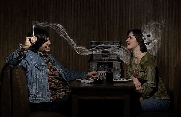 Социльная реклама: "Курение убивает не только вас, но и тех, кто рядом"