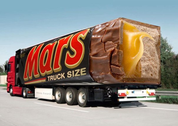 Реклама шоколадного батончика Mars
