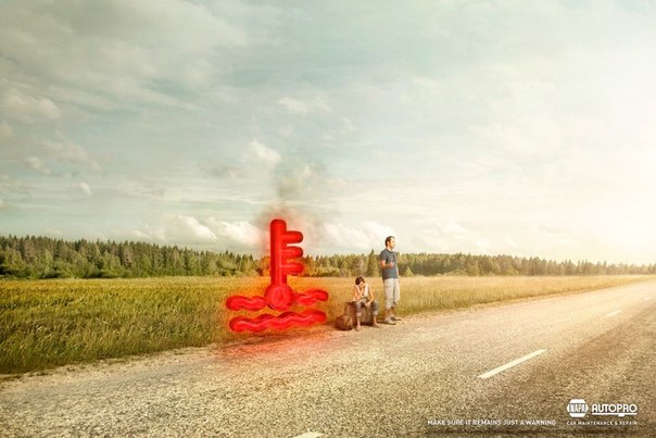 Реклама автосервиса Napa Autopro: "Убедитесь, что это всего лишь предупреждение"