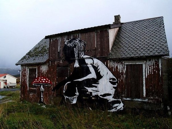 Суровый норвежский стрит - арт художника Долка Лундгрена