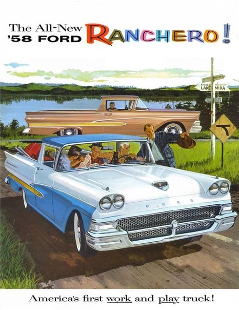 Подборка печатной рекламы Ford Ranchero I поколения (1957-59 м.г.) 