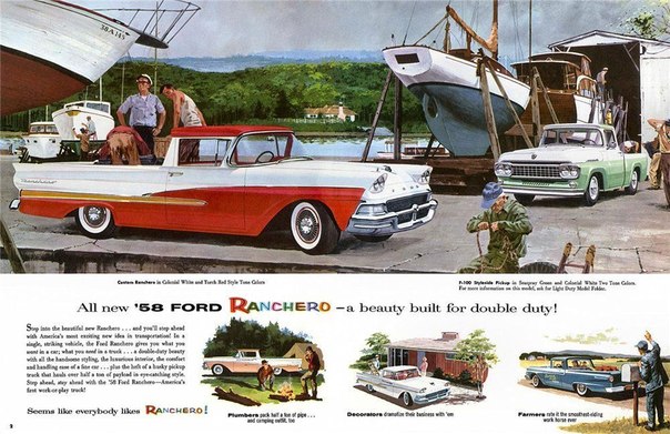 Подборка печатной рекламы Ford Ranchero I поколения (1957-59 м.г.) 
