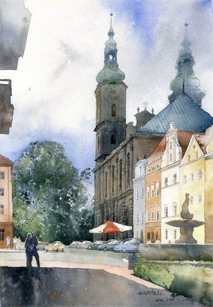 Акварель польского художника Grzegorza Wróbiela