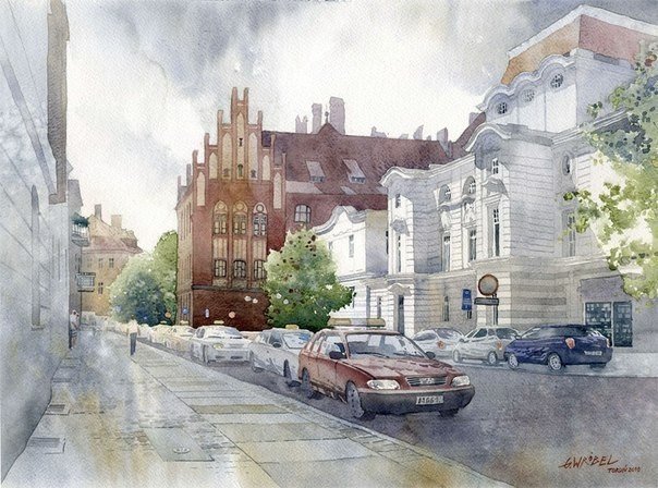 Акварель польского художника Grzegorza Wróbiela