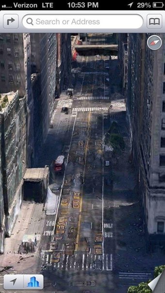 Карты Apple Maps заставляют Нью-Йорк выглядеть так, будто там наступил апокалипсис
