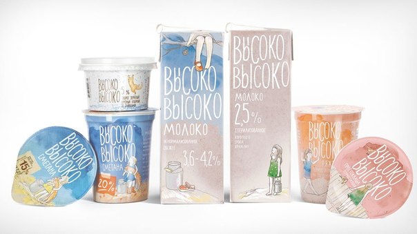 Оформление упаковки молочной продукции "Высоко-высоко"