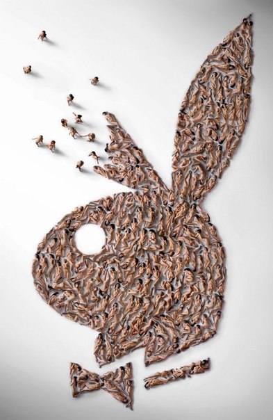 Логотип Playboy, составленный из обнаженных женщин