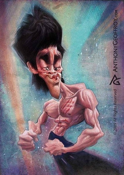 Французский художник Энтони Жоффруа создает карикатуры на знаменитостей